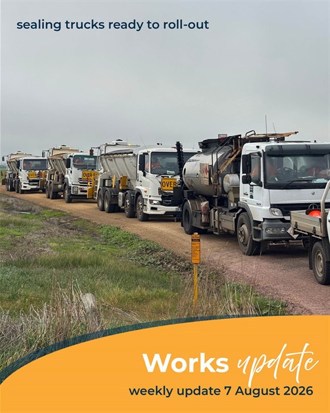 sealing trucks lined up before works start
