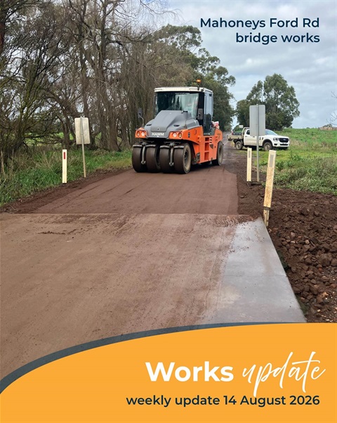 Roller on Mahoneys Ford Road bridge repair works